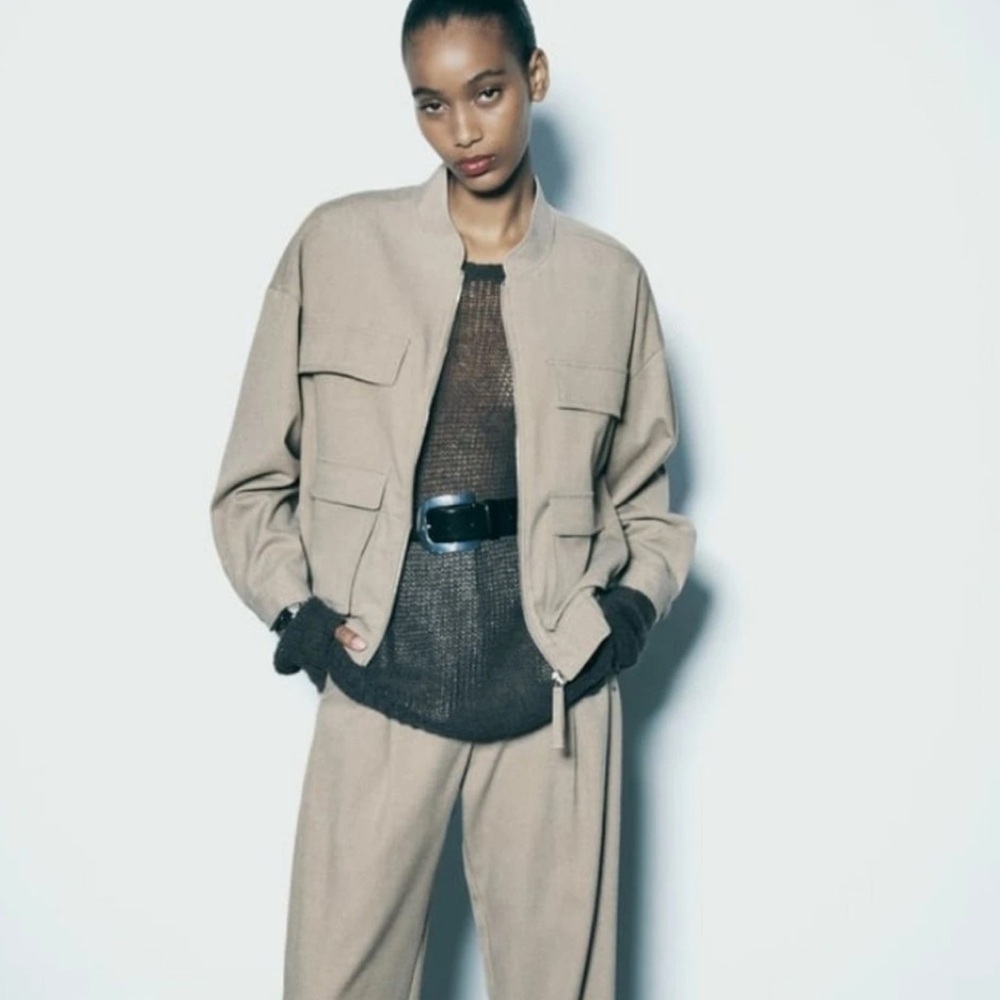 ZARA NEW WOMAN BOMBER JACKET WITH POCKETS SMALL
